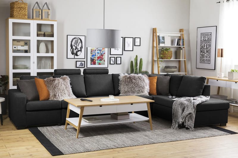 Crazy 5-sits Högervänd L-formad Schäslongsoffa i Tyg - Antracit - Möbler - Vardagsrum - Soffor - Divansoffa & schäslong