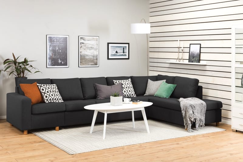 Crazy 5-sits Högervänd L-formad Schäslongsoffa i Tyg - Antracit - Möbler - Vardagsrum - Soffor - Divansoffa & schäslong