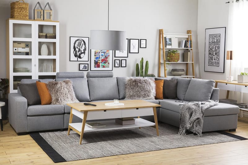 Crazy 5-sits Högervänd L-formad Schäslongsoffa i Tyg - Grå - Möbler - Vardagsrum - Soffor - Divansoffa & schäslong