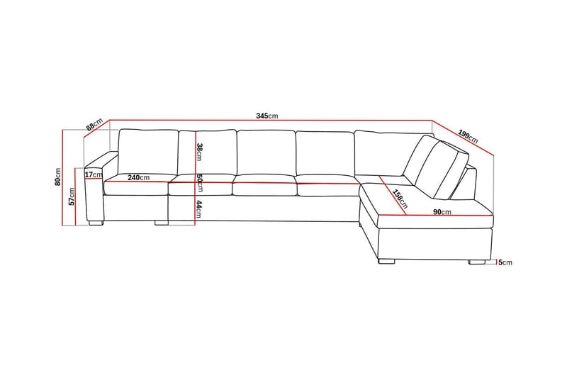 Crazy 5-sits Högervänd L-formad Schäslongsoffa i Tyg - Grå - Möbler - Vardagsrum - Soffor - Divansoffa & schäslong