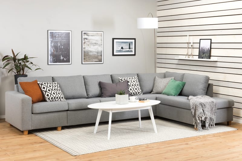 Crazy 5-sits Högervänd L-formad Schäslongsoffa i Tyg - Grå - Möbler - Vardagsrum - Soffor - Divansoffa & schäslong
