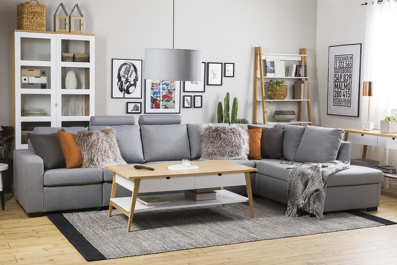 Crazy 5-sits Högervänd L-formad Schäslongsoffa i Tyg - Grå - Möbler - Vardagsrum - Soffor - Divansoffa & schäslong