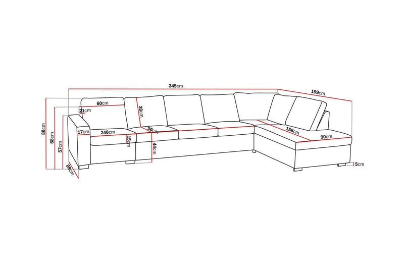 Crazy 5-sits Högervänd L-formad Schäslongsoffa i Tyg - Grå - Möbler - Vardagsrum - Soffor - Divansoffa & schäslong