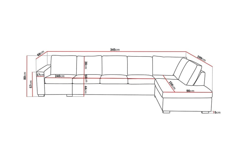 Crazy 5-sits Högervänd L-formad Schäslongsoffa i Tyg - Mörkgrå - Möbler - Vardagsrum - Soffor - Divansoffa & schäslong