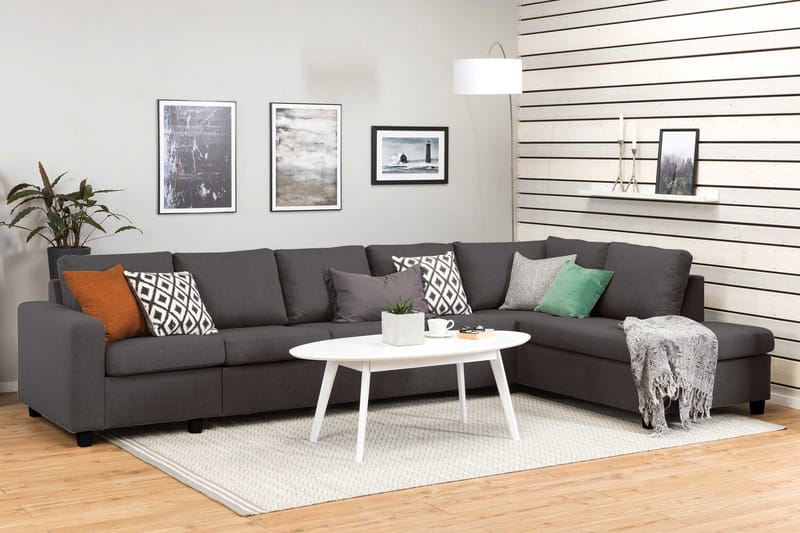 Crazy 5-sits Högervänd L-formad Schäslongsoffa i Tyg - Mörkgrå - Möbler - Vardagsrum - Soffor - Divansoffa & schäslong