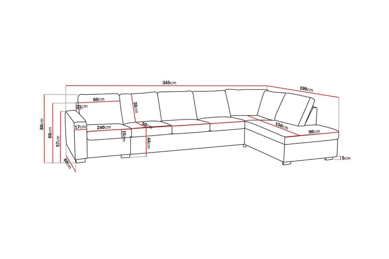 Crazy 5-sits Högervänd L-formad Schäslongsoffa i Tyg - Mörkgrå - Möbler - Vardagsrum - Soffor - Divansoffa & schäslong