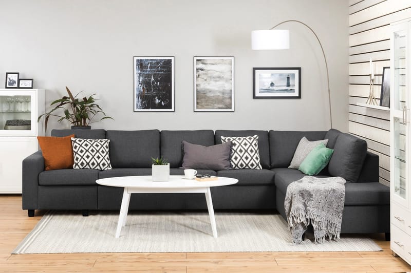 Crazy 5-sits Högervänd L-formad Schäslongsoffa i Tyg - Mörkgrå - Möbler - Vardagsrum - Soffor - Divansoffa & schäslong