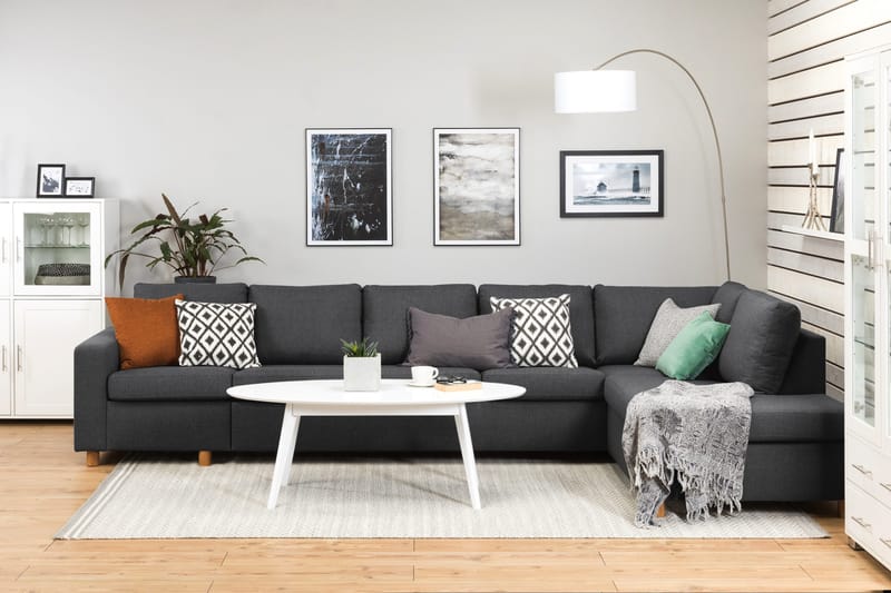 Crazy 5-sits Högervänd L-formad Schäslongsoffa i Tyg - Mörkgrå - Möbler - Vardagsrum - Soffor - Divansoffa & schäslong