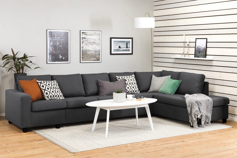 Crazy 5-sits Högervänd L-formad Schäslongsoffa i Tyg - Mörkgrå - Möbler - Vardagsrum - Soffor - Divansoffa & schäslong