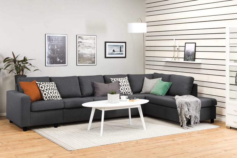 Crazy 5-sits Högervänd L-formad Schäslongsoffa i Tyg - Mörkgrå - Möbler - Vardagsrum - Soffor - Divansoffa & schäslong