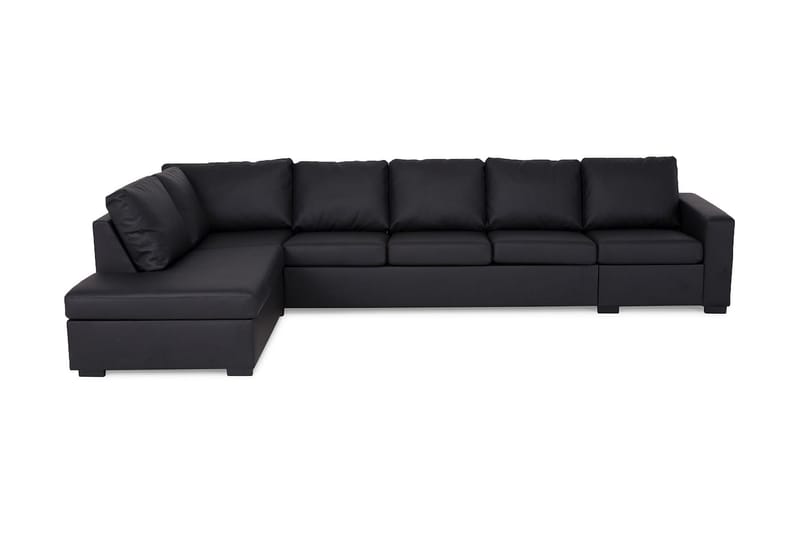 Crazy 5-sits Vänstervänd L-formad Schäslongsoffa i Konstläder - Svart - Möbler - Vardagsrum - Soffor - Divansoffa & schäslong