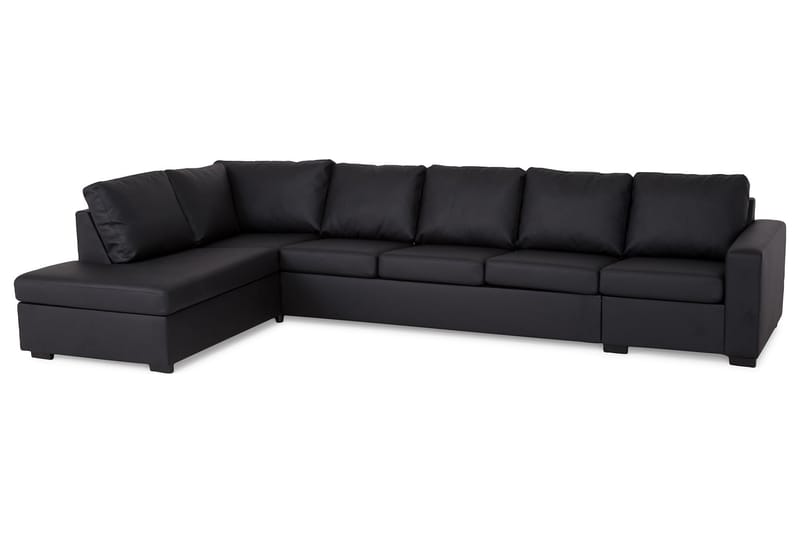 Crazy 5-sits Vänstervänd L-formad Schäslongsoffa i Konstläder - Svart - Möbler - Vardagsrum - Soffor - Divansoffa & schäslong