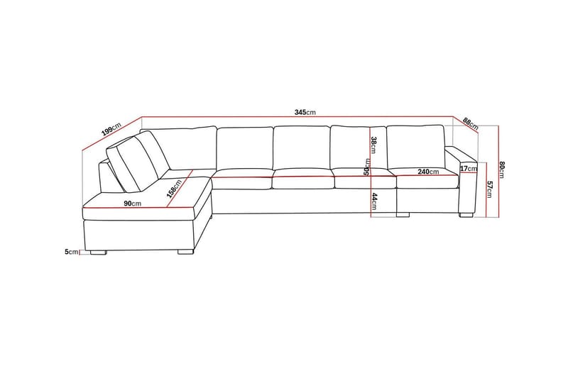 Crazy 5-sits Vänstervänd L-formad Schäslongsoffa i Konstläder - Svart - Möbler - Vardagsrum - Soffor - Divansoffa & schäslong