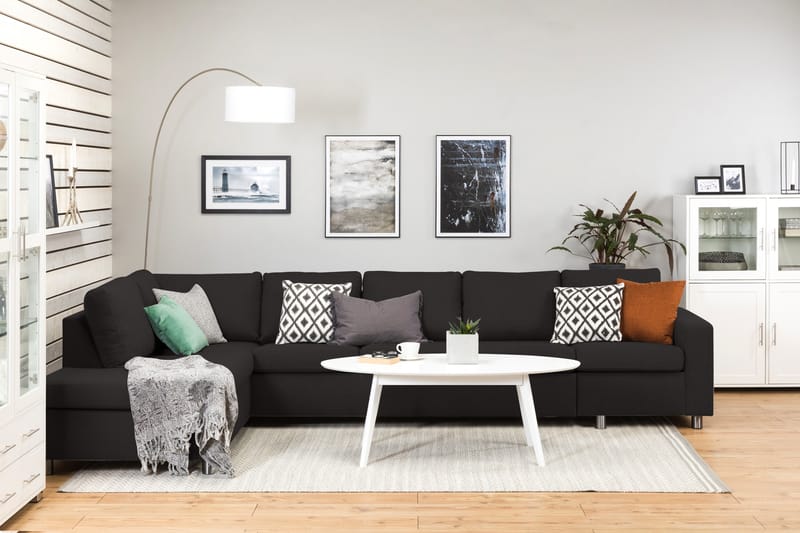 Crazy 5-sits Vänstervänd L-formad Schäslongsoffa i Tyg - Antracit - Möbler - Vardagsrum - Soffor - Divansoffa & schäslong