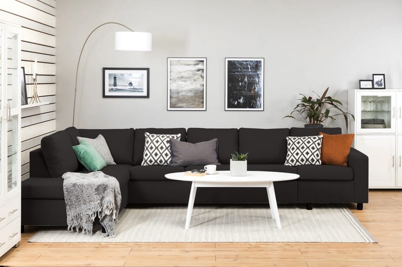 Crazy 5-sits Vänstervänd L-formad Schäslongsoffa i Tyg - Antracit - Möbler - Vardagsrum - Soffor - Divansoffa & schäslong