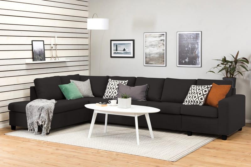 Crazy 5-sits Vänstervänd L-formad Schäslongsoffa i Tyg - Antracit - Möbler - Vardagsrum - Soffor - Divansoffa & schäslong