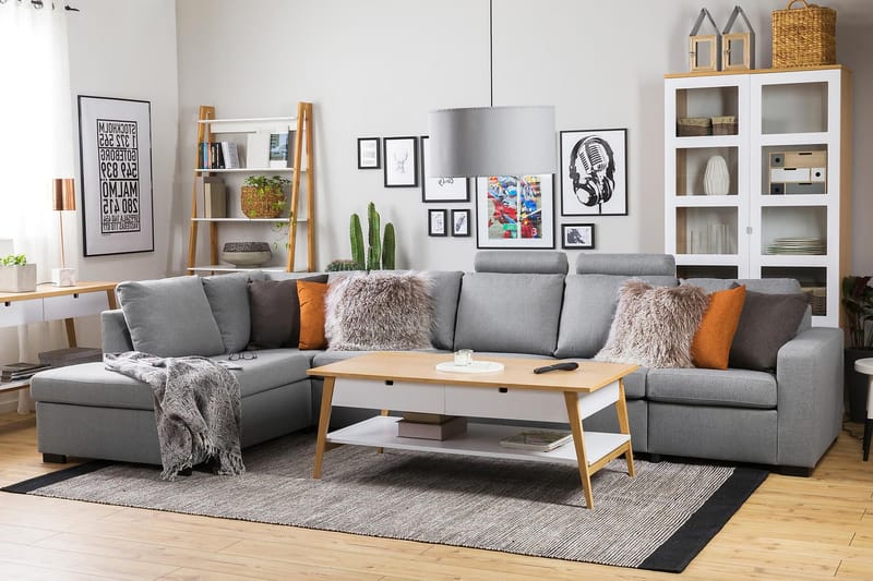 Crazy 5-sits Vänstervänd L-formad Schäslongsoffa i Tyg - Grå - Möbler - Vardagsrum - Soffor - Divansoffa & schäslong