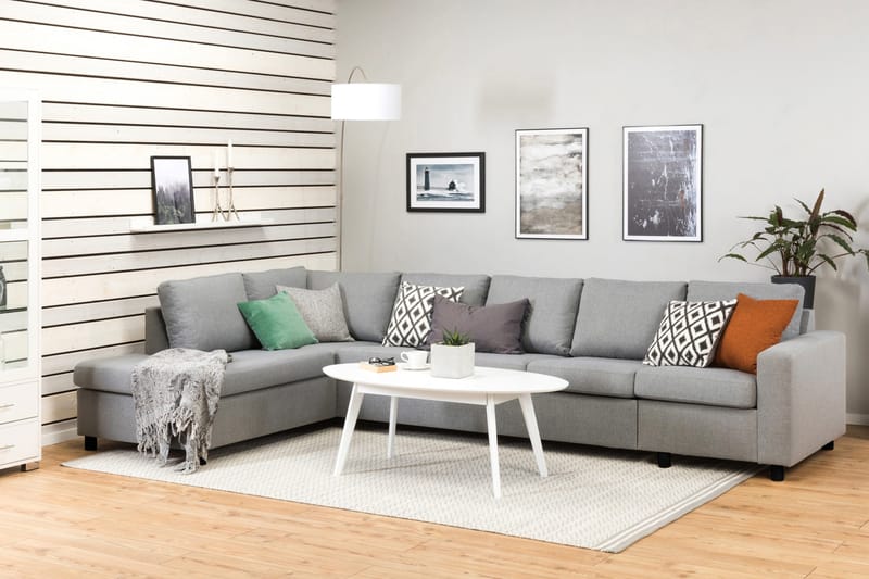 Crazy 5-sits Vänstervänd L-formad Schäslongsoffa i Tyg - Grå - Möbler - Vardagsrum - Soffor - Divansoffa & schäslong