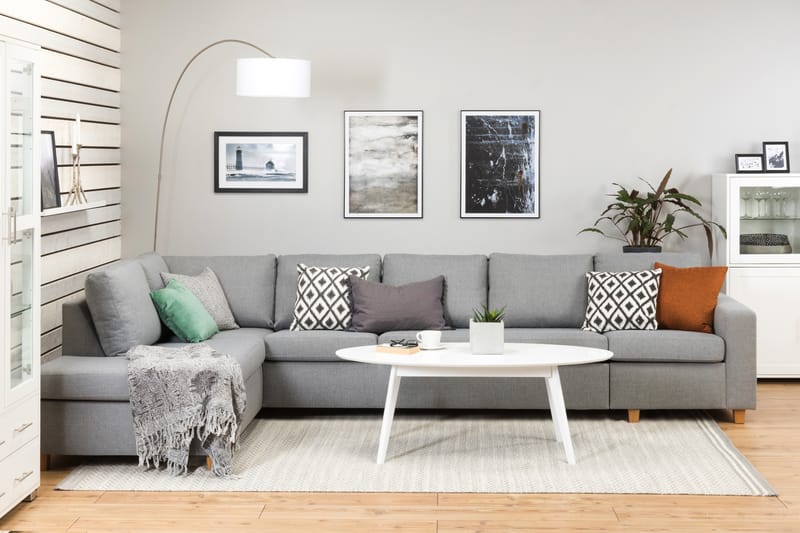 Crazy 5-sits Vänstervänd L-formad Schäslongsoffa i Tyg - Grå - Möbler - Vardagsrum - Soffor - Divansoffa & schäslong