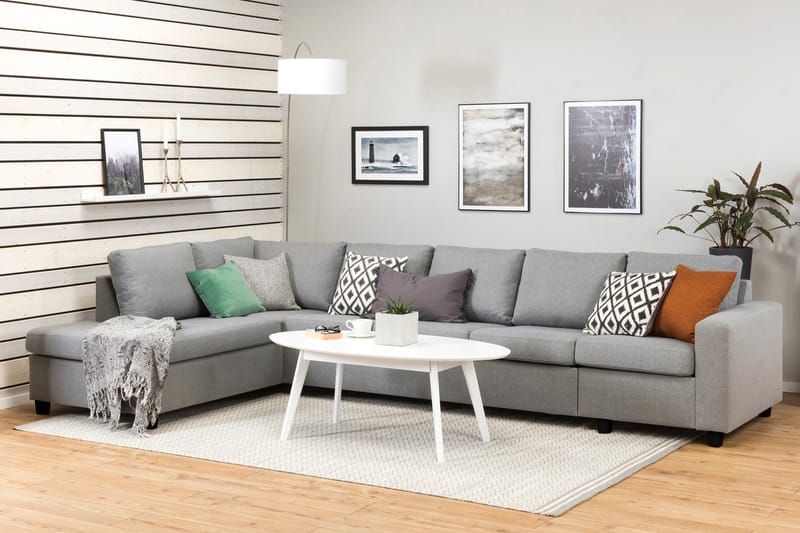 Crazy 5-sits Vänstervänd L-formad Schäslongsoffa i Tyg - Grå - Möbler - Vardagsrum - Soffor - Divansoffa & schäslong