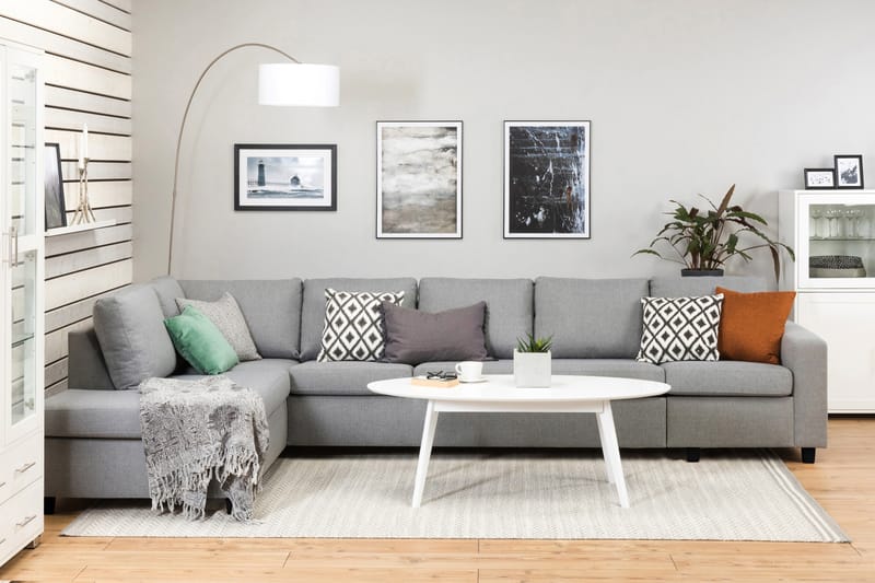 Crazy 5-sits Vänstervänd L-formad Schäslongsoffa i Tyg - Grå - Möbler - Vardagsrum - Soffor - Divansoffa & schäslong