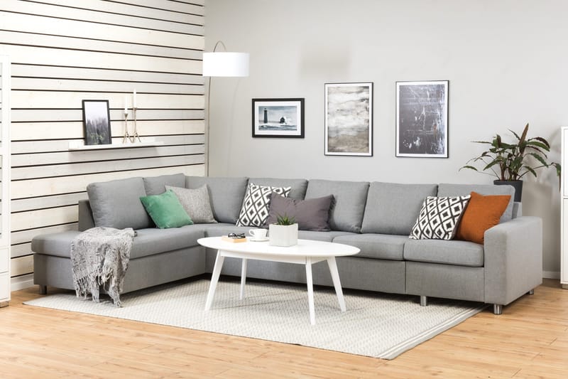 Crazy 5-sits Vänstervänd L-formad Schäslongsoffa i Tyg - Grå - Möbler - Vardagsrum - Soffor - Divansoffa & schäslong