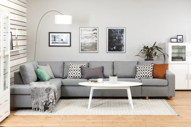 Crazy 5-sits Vänstervänd L-formad Schäslongsoffa i Tyg - Grå - Möbler - Vardagsrum - Soffor - Divansoffa & schäslong