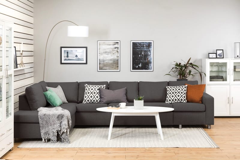 Crazy 5-sits Vänstervänd L-formad Schäslongsoffa i Tyg - Mörkgrå - Möbler - Vardagsrum - Soffor - Divansoffa & schäslong