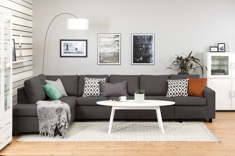 Crazy 5-sits Vänstervänd L-formad Schäslongsoffa i Tyg - Mörkgrå - Möbler - Vardagsrum - Soffor - Divansoffa & schäslong