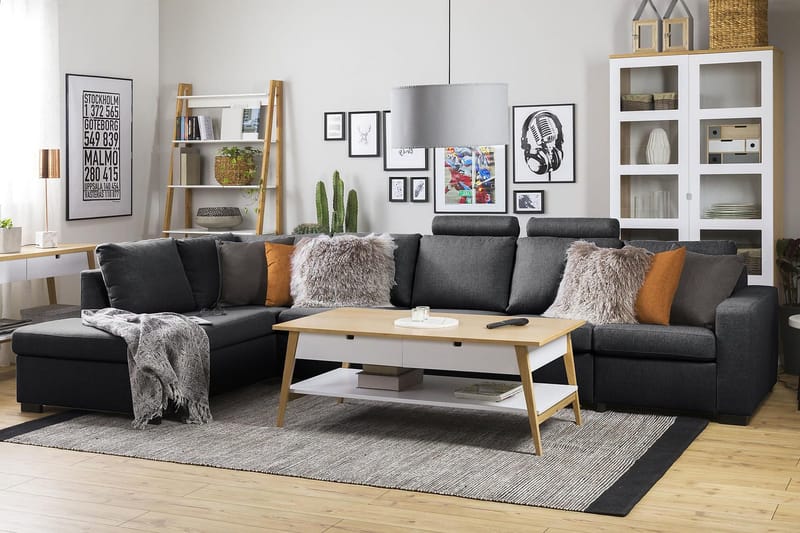 Crazy 5-sits Vänstervänd L-formad Schäslongsoffa i Tyg - Mörkgrå - Möbler - Vardagsrum - Soffor - Divansoffa & schäslong