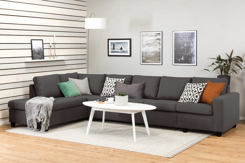 Crazy 5-sits Vänstervänd L-formad Schäslongsoffa i Tyg - Mörkgrå - Möbler - Vardagsrum - Soffor - Divansoffa & schäslong