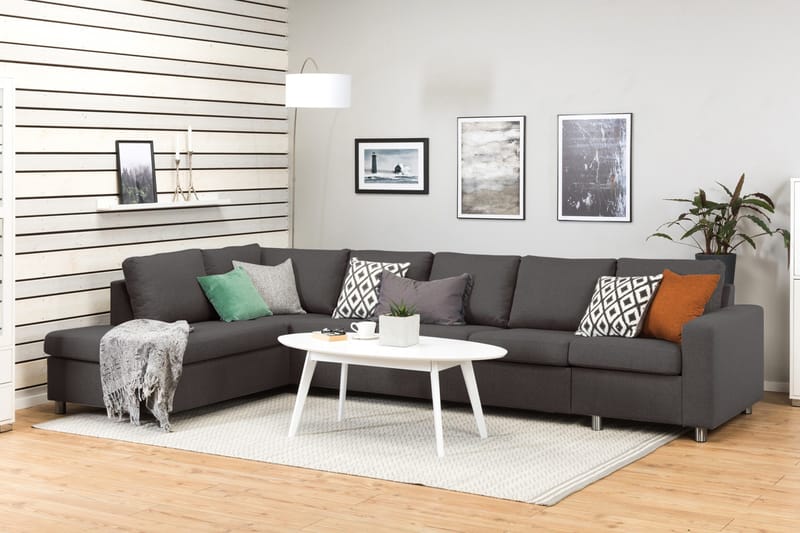 Crazy 5-sits Vänstervänd L-formad Schäslongsoffa i Tyg - Mörkgrå - Möbler - Vardagsrum - Soffor - Divansoffa & schäslong