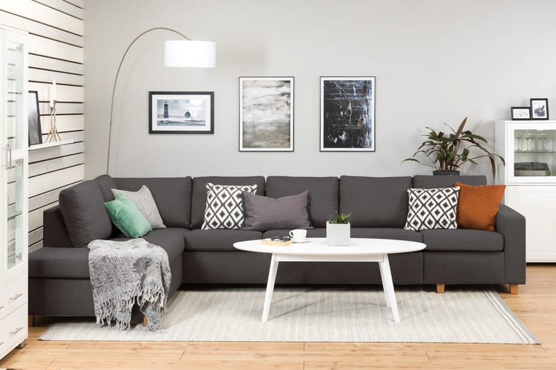 Crazy 5-sits Vänstervänd L-formad Schäslongsoffa i Tyg - Mörkgrå - Möbler - Vardagsrum - Soffor - Divansoffa & schäslong