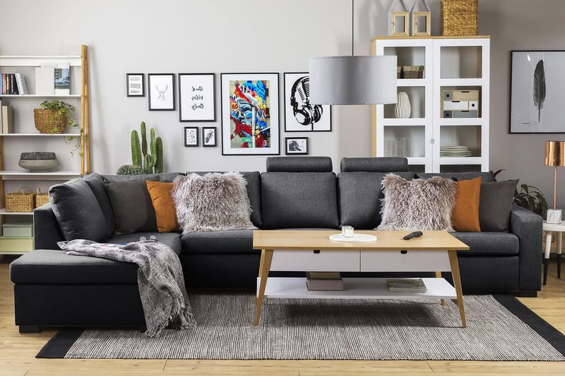 Crazy 5-sits Vänstervänd L-formad Schäslongsoffa i Tyg - Mörkgrå - Möbler - Vardagsrum - Soffor - Divansoffa & schäslong