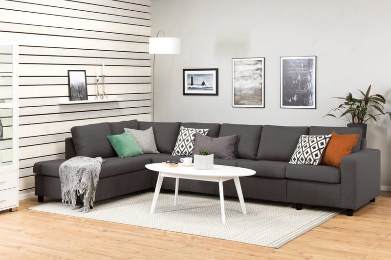 Crazy 5-sits Vänstervänd L-formad Schäslongsoffa i Tyg - Mörkgrå - Möbler - Vardagsrum - Soffor - Divansoffa & schäslong