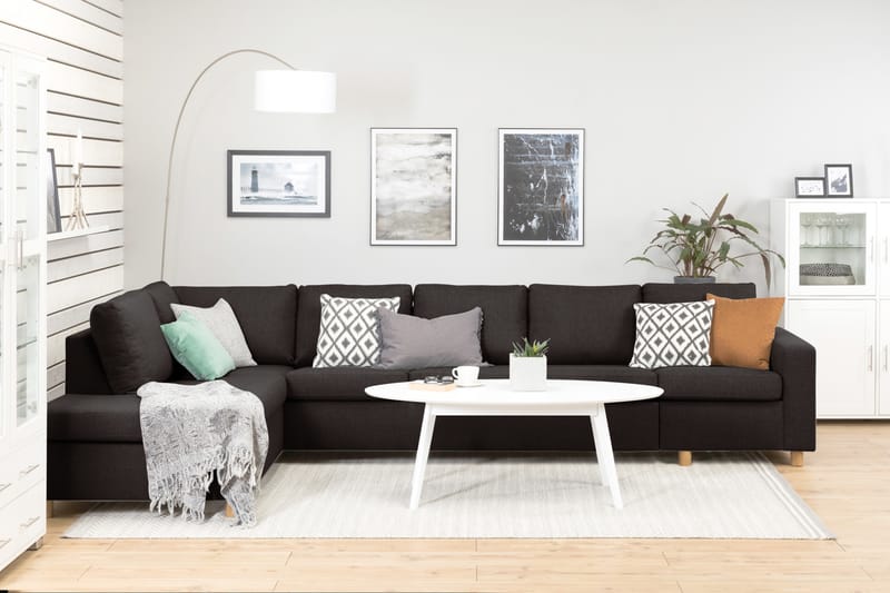 Crazy 5-sits Vänstervänd L-formad Schäslongsoffa i Tyg - Mörkgrå - Möbler - Vardagsrum - Soffor - Divansoffa & schäslong