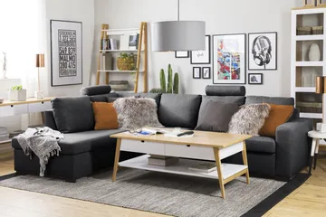Crazy Limited Edition 4-sits Vänstervänd L-formad Schäslongsoffa i Tyg - Mörkgrå - Möbler - Vardagsrum - Soffor - Divansoffa & schäslong