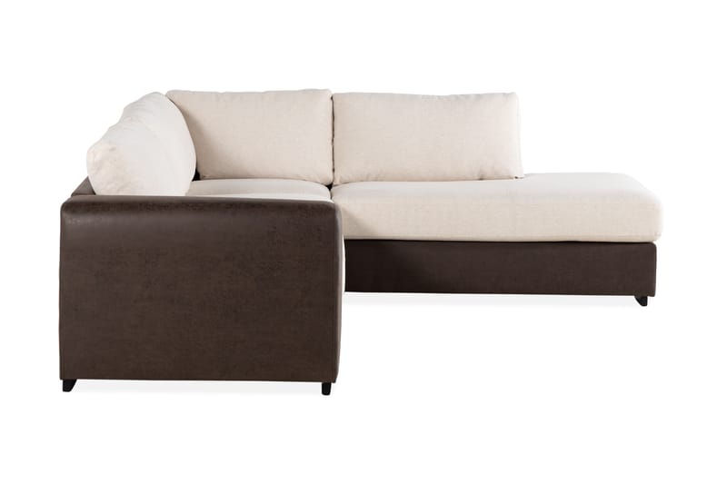 Cuba 4-sits Högervänd L-formad Schäslongsoffa i Konstläder/Tyg - Brun / Beige - Möbler - Vardagsrum - Soffor - Divansoffa & schäslong