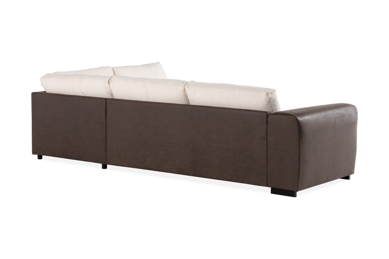 Cuba 4-sits Högervänd L-formad Schäslongsoffa i Konstläder/Tyg - Brun / Beige - Möbler - Vardagsrum - Soffor - Divansoffa & schäslong