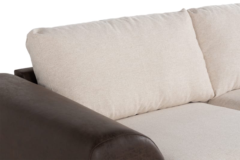 Cuba 4-sits Högervänd L-formad Schäslongsoffa i Konstläder/Tyg - Brun / Beige - Möbler - Vardagsrum - Soffor - Divansoffa & schäslong