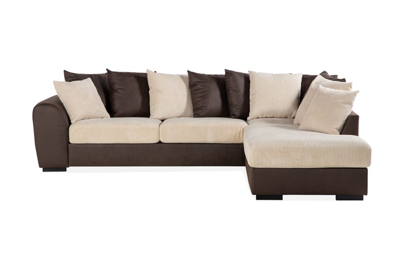 Cuba 4-sits Högervänd L-formad Schäslongsoffa i Manchester/Konstläder inkl Kuvertkuddar - Brun / Beige - Möbler - Vardagsrum - Soffor - Divansoffa & schäslong