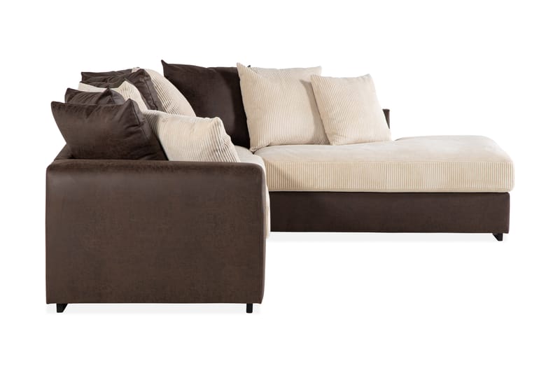 Cuba 4-sits Högervänd L-formad Schäslongsoffa i Manchester/Konstläder inkl Kuvertkuddar - Brun / Beige - Möbler - Vardagsrum - Soffor - Divansoffa & schäslong