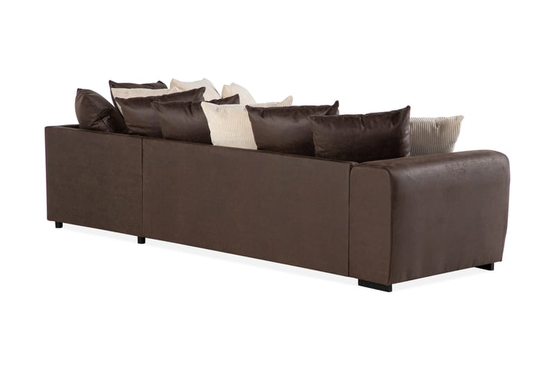Cuba 4-sits Högervänd L-formad Schäslongsoffa i Manchester/Konstläder inkl Kuvertkuddar - Brun / Beige - Möbler - Vardagsrum - Soffor - Divansoffa & schäslong
