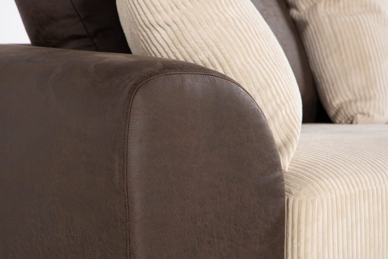 Cuba 4-sits Högervänd L-formad Schäslongsoffa i Manchester/Konstläder inkl Kuvertkuddar - Brun / Beige - Möbler - Vardagsrum - Soffor - Divansoffa & schäslong