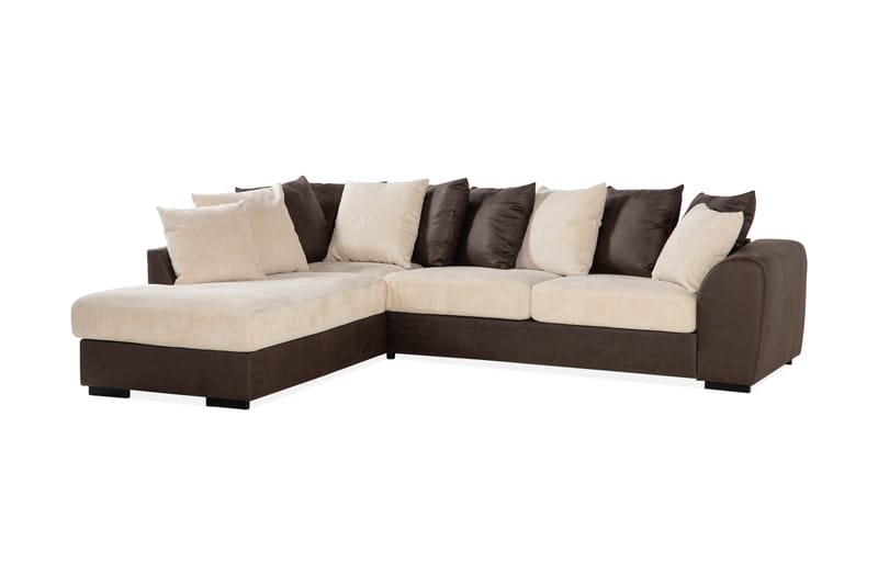 Cuba 4-sits Vänstervänd L-formad Schäslongsoffa i Manchester/Konstläder inkl Kuvertkuddar - Brun / Beige - Möbler - Vardagsrum - Soffor - Divansoffa & schäslong