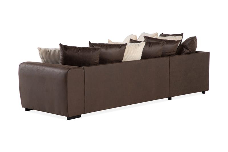Cuba 4-sits Vänstervänd L-formad Schäslongsoffa i Manchester/Konstläder inkl Kuvertkuddar - Brun / Beige - Möbler - Vardagsrum - Soffor - Divansoffa & schäslong