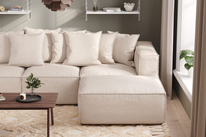 Cubo 4-sits Djup Modulsoffa med Divan i Tyg - Beige - Möbler - Vardagsrum - Soffor - Divansoffa & schäslong