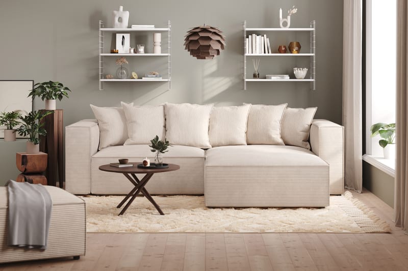 Cubo 4-sits L-formad Djup Modulsoffa med Divan i Manchester - Beige - Möbler - Vardagsrum - Soffor - Divansoffa & schäslong