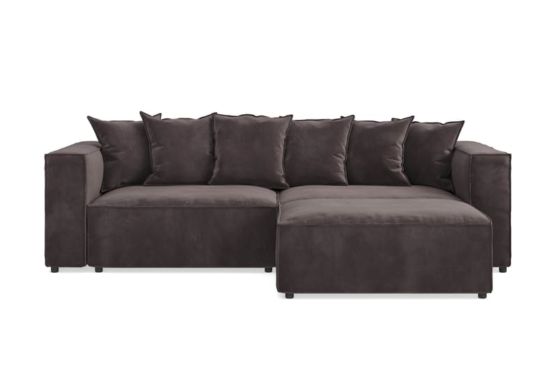 Cubo 4-sits L-formad Djup Modulsoffa med Divan i Sammet - Mörkgrå - Möbler - Vardagsrum - Soffor - Divansoffa & schäslong