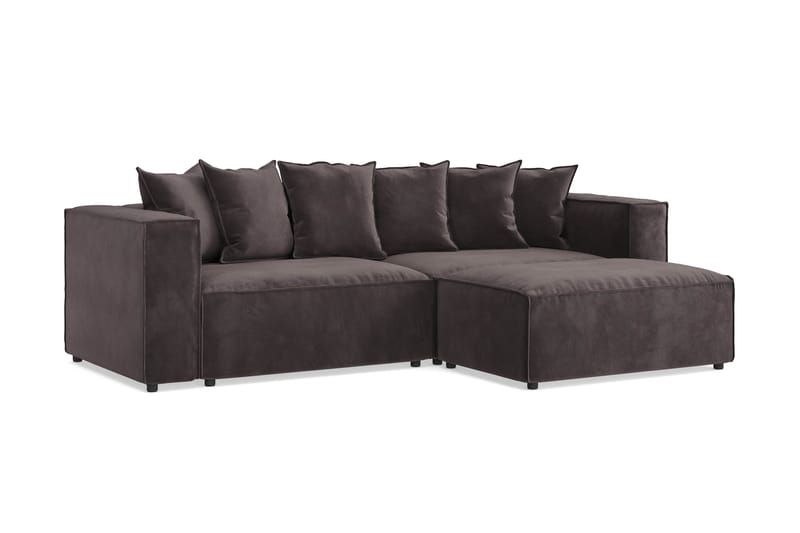 Cubo 4-sits L-formad Djup Modulsoffa med Divan i Sammet - Mörkgrå - Möbler - Vardagsrum - Soffor - Divansoffa & schäslong